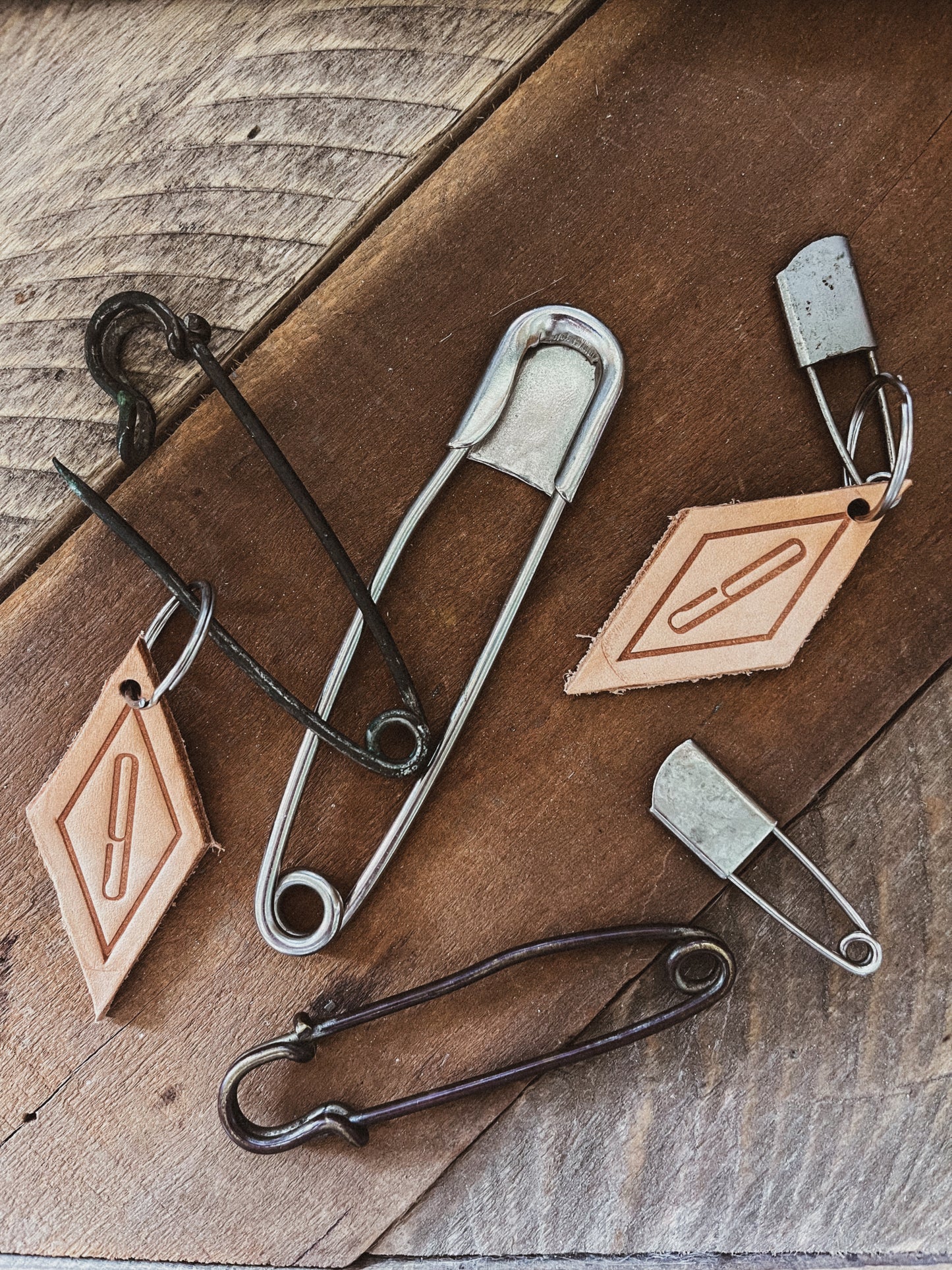 Vintage Safety Pin Keychains