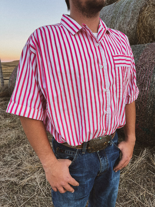 Pink Striped Short Sleeve