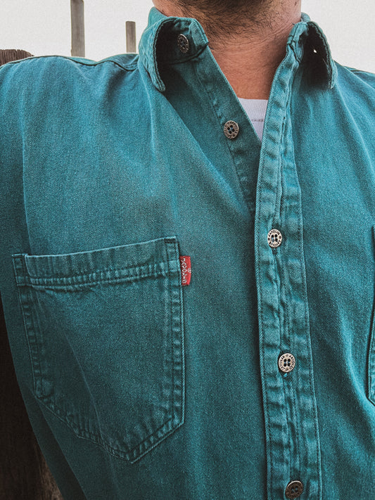 Teal Denim Short Sleeve