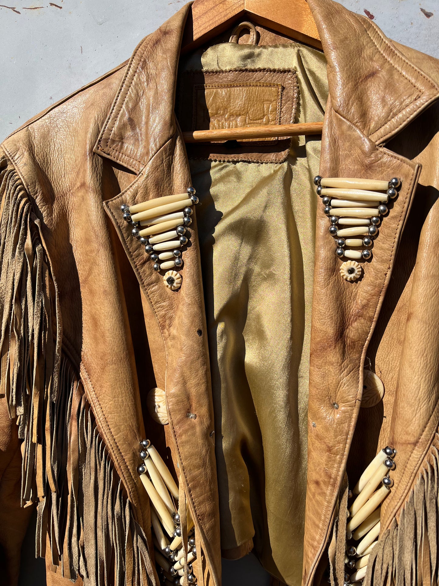 Beaded Fringe Leather Jacket