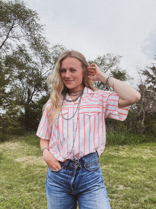 Pink Striped Button Up