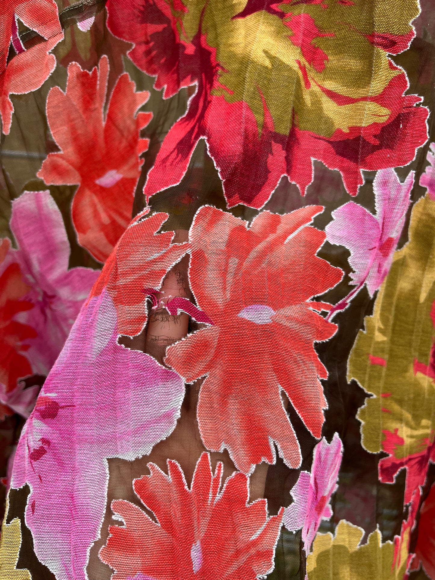 Floral Mesh Button Up