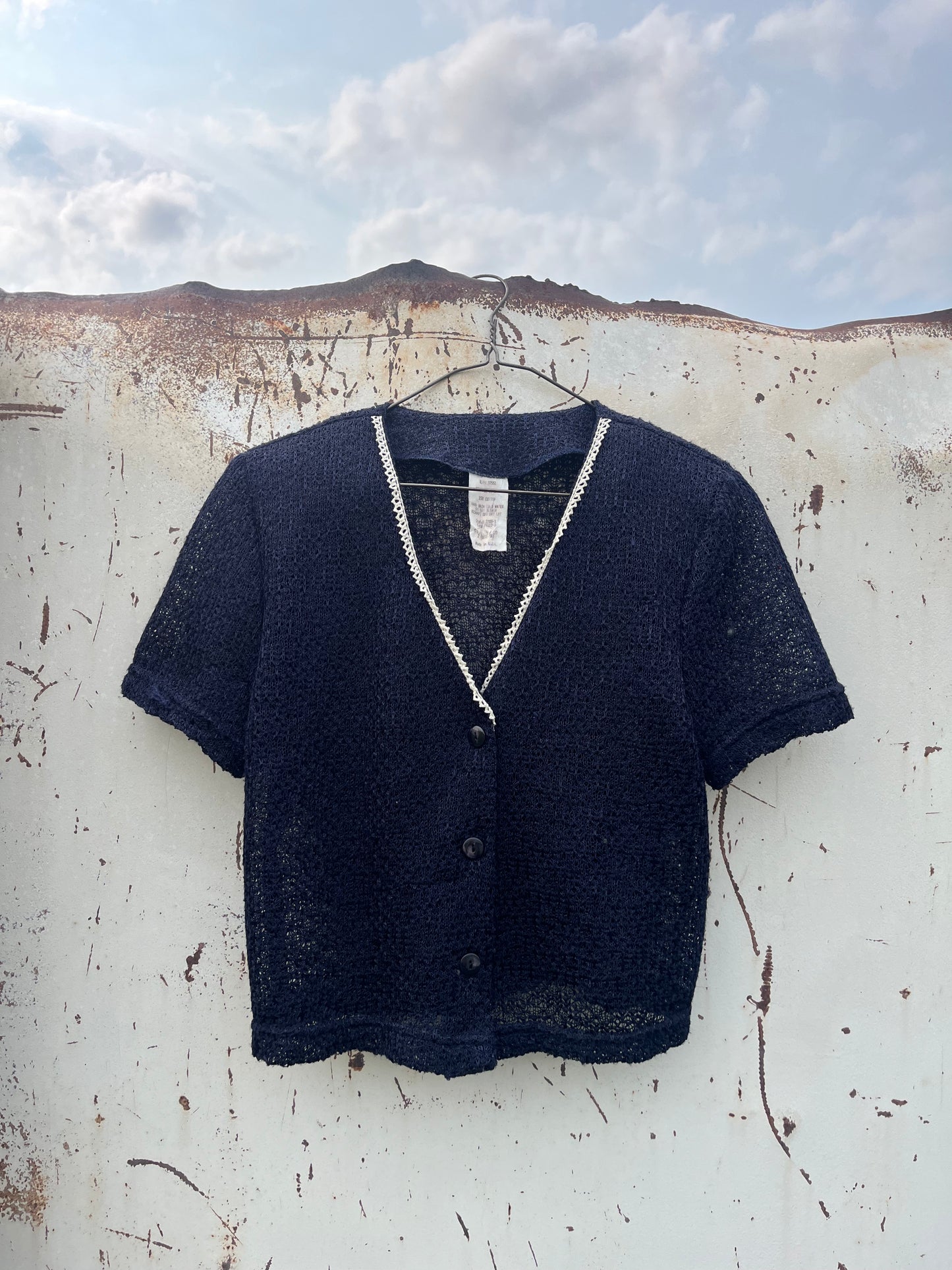 Mesh Navy Blouse