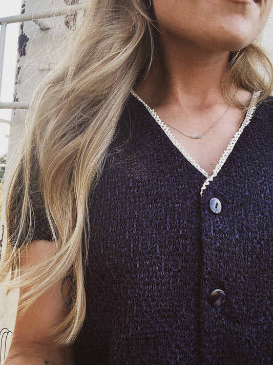 Mesh Navy Blouse