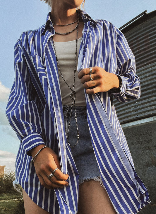 Striped Baggy Button Up
