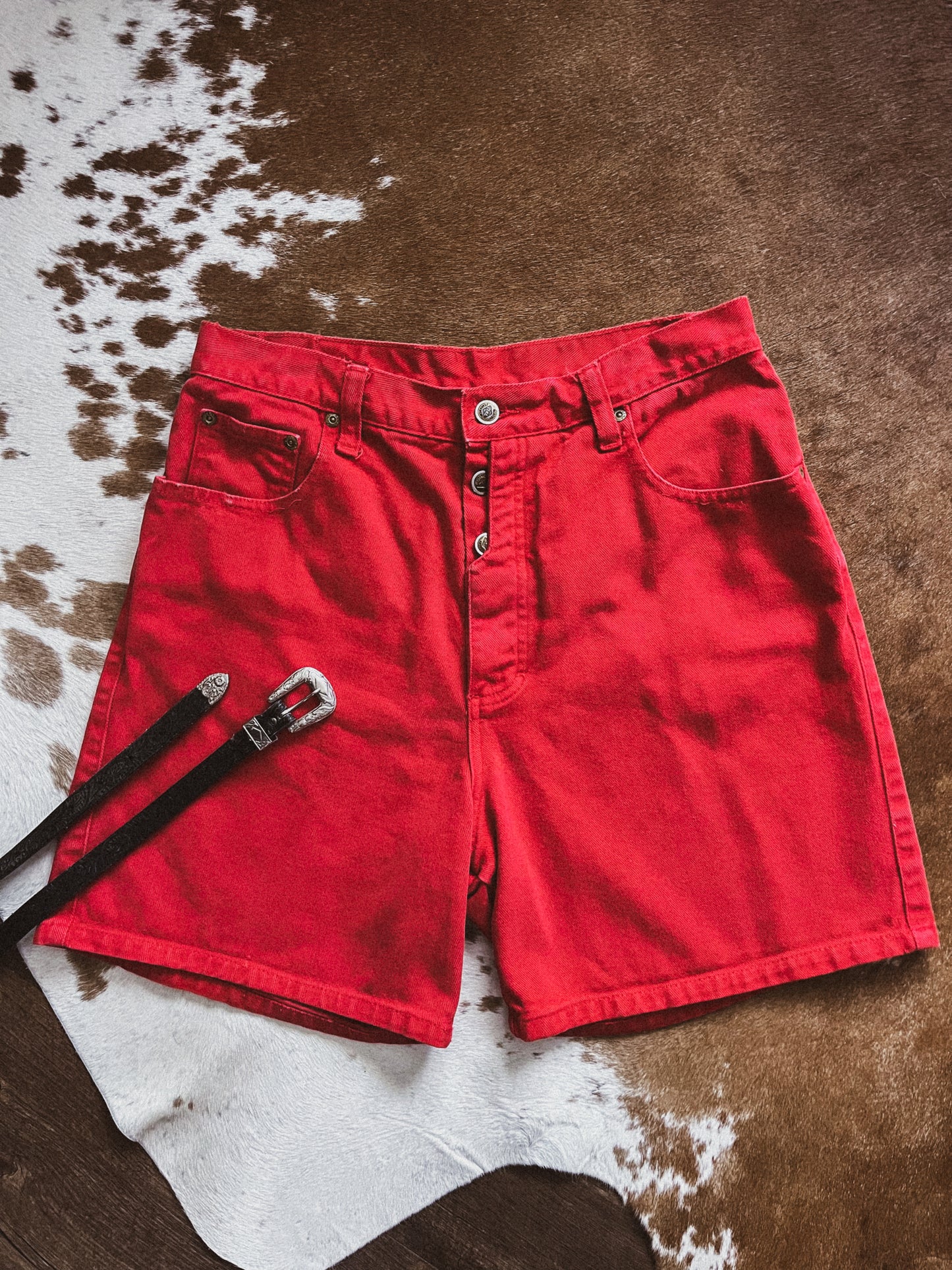 Red Jean Shorts