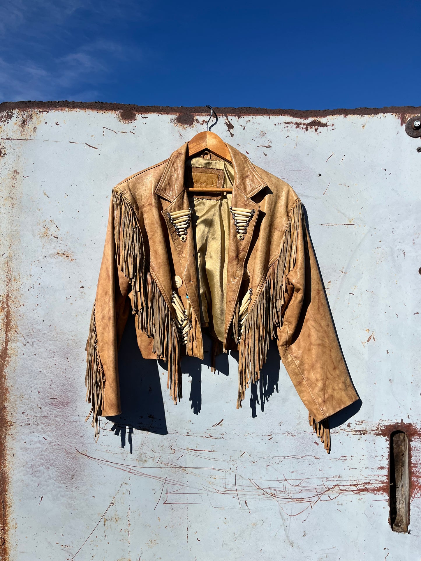 Beaded Fringe Leather Jacket