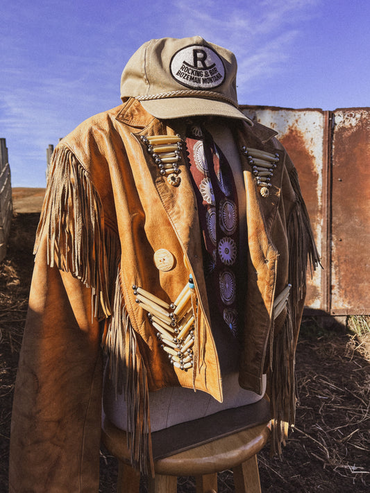 Beaded Fringe Leather Jacket