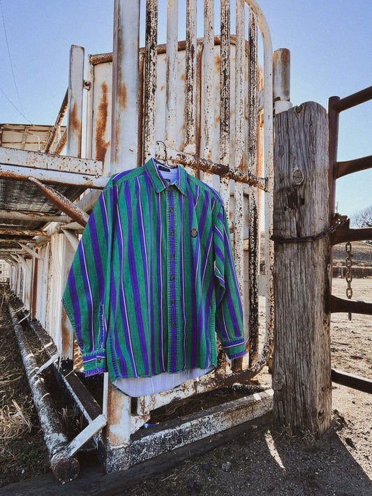 Chaps Striped Button Up