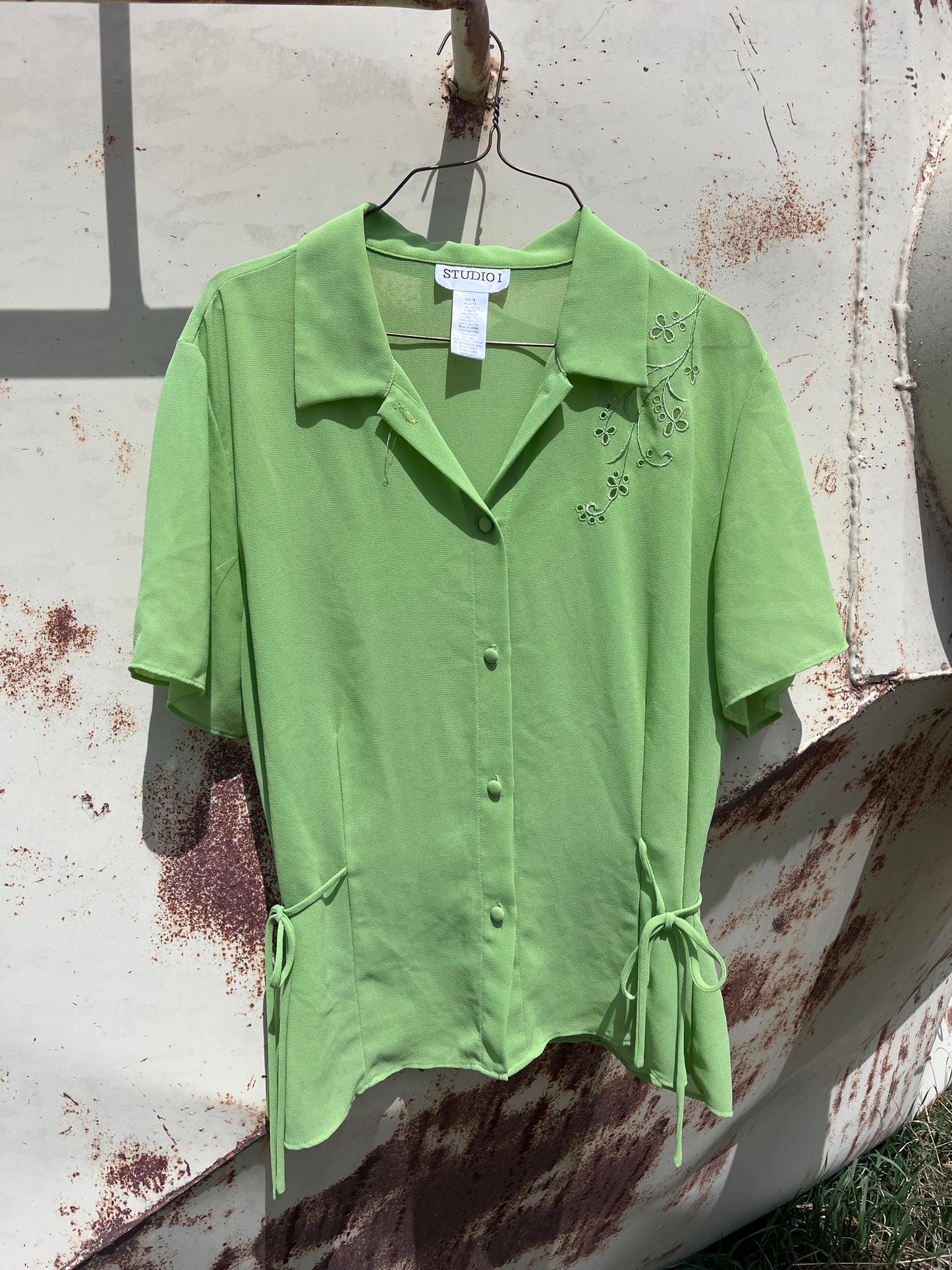 Green Tie Blouse