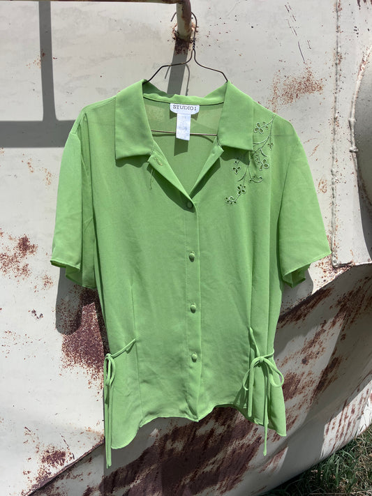 Green Tie Blouse