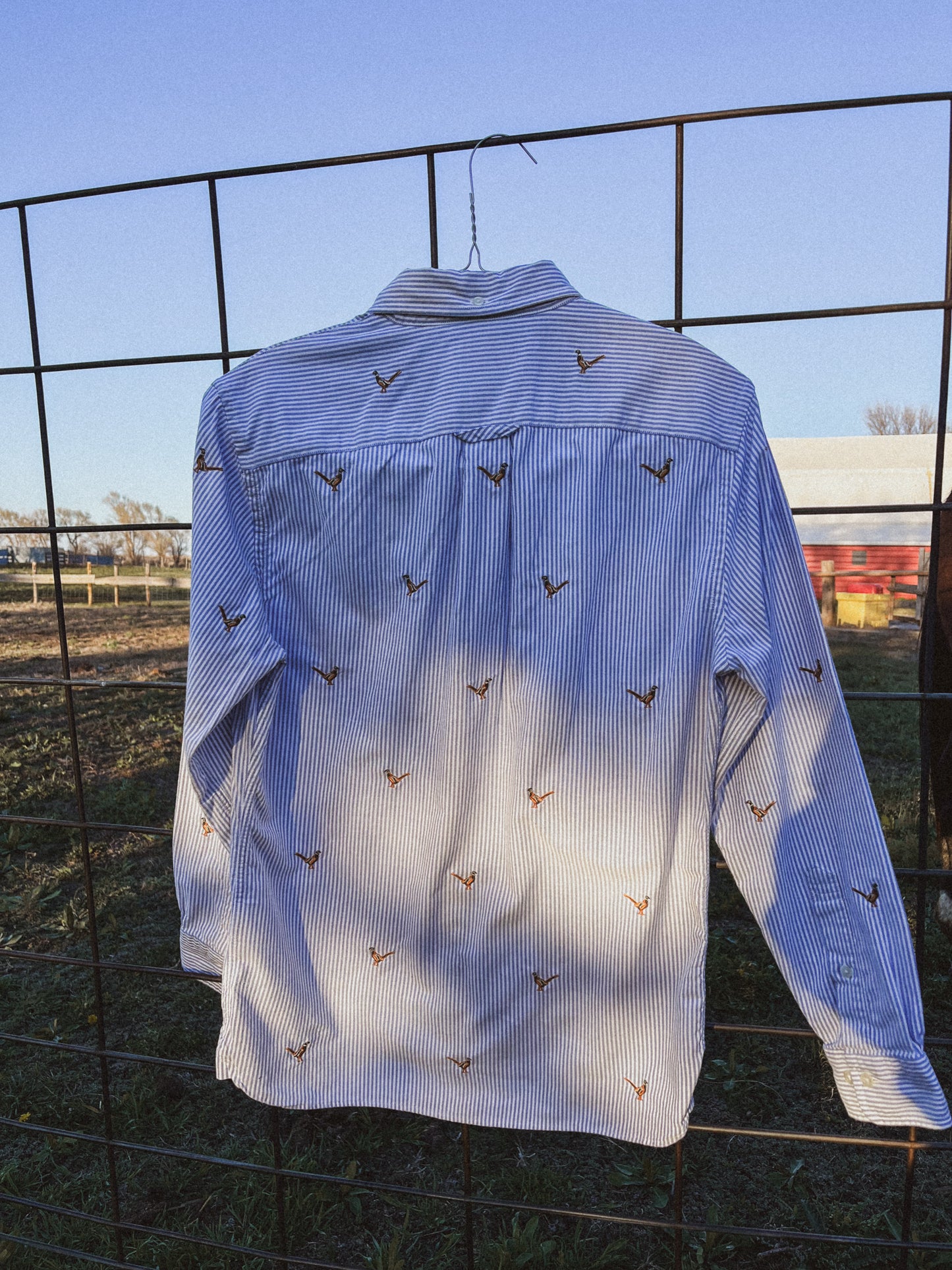 Embroidered Pheasant Button Up