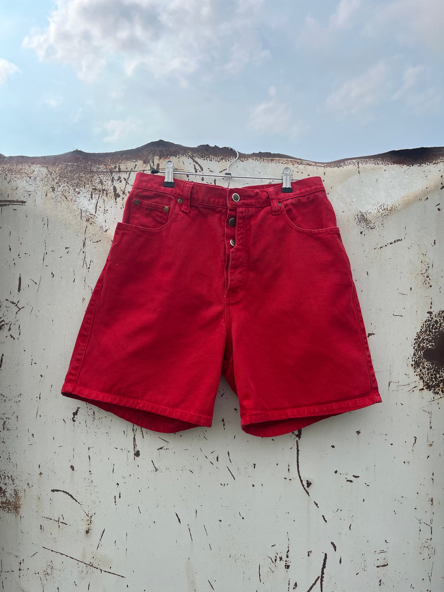 Red Jean Shorts