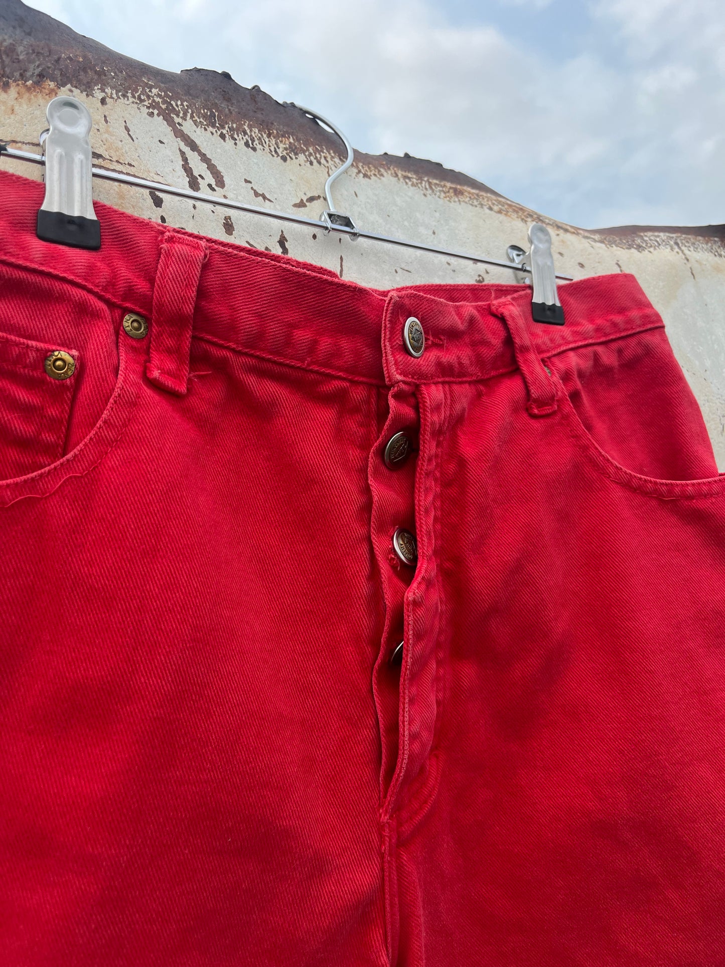 Red Jean Shorts