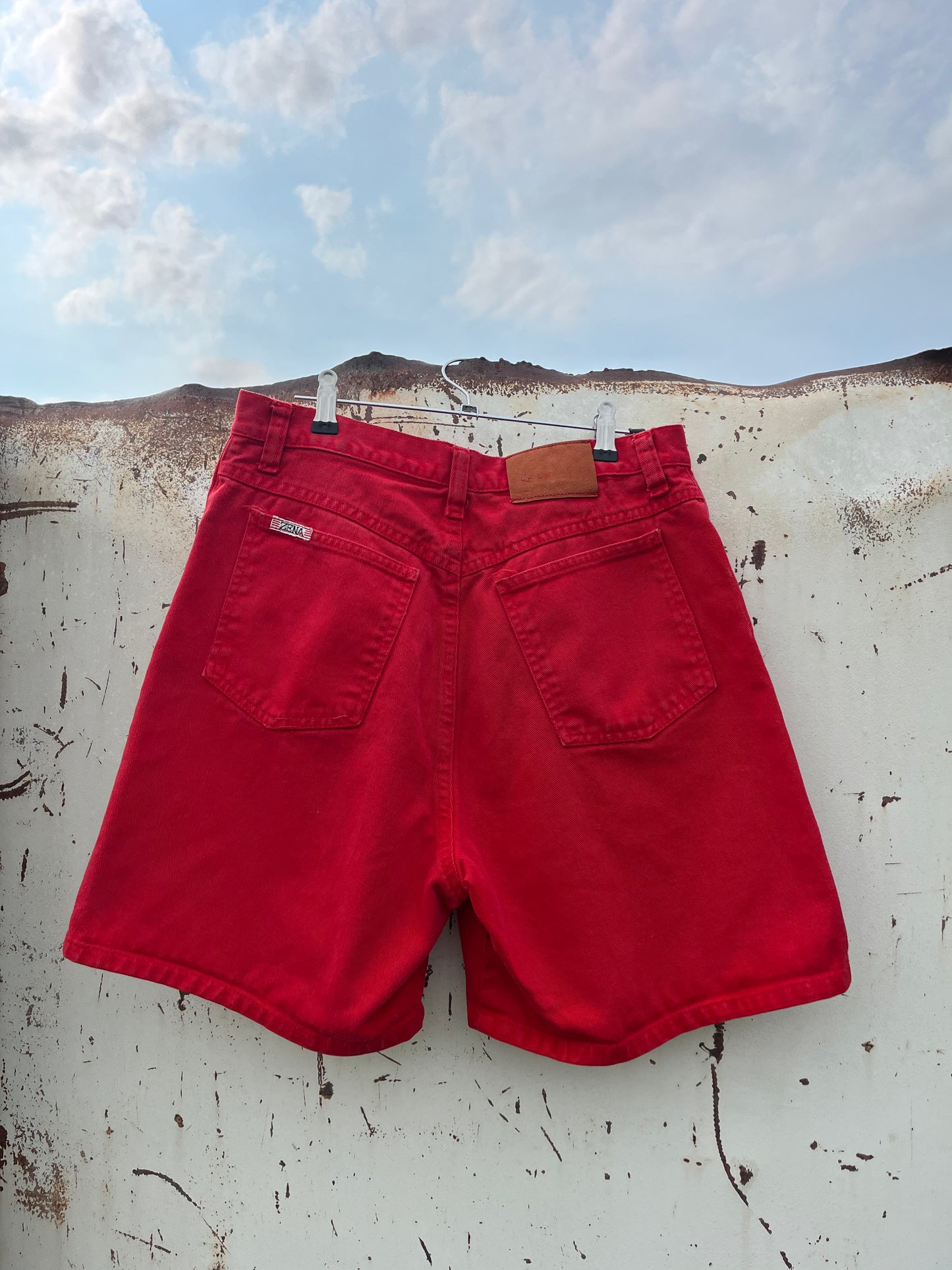 Red Jean Shorts