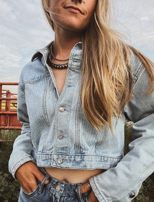 ROCKIES Crop Denim Jacket
